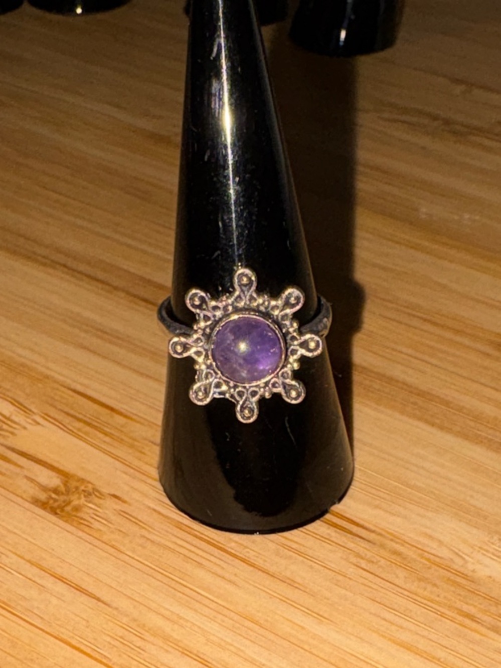 Silver Ring Amethyst Sunburst Ring sz 7 New